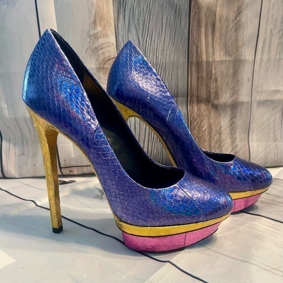 Brian Atwood Bf Fontanne DK BLUE SN Platform Women's Heels Shoes Size 6.5 NEW! - Picture 8 of 9